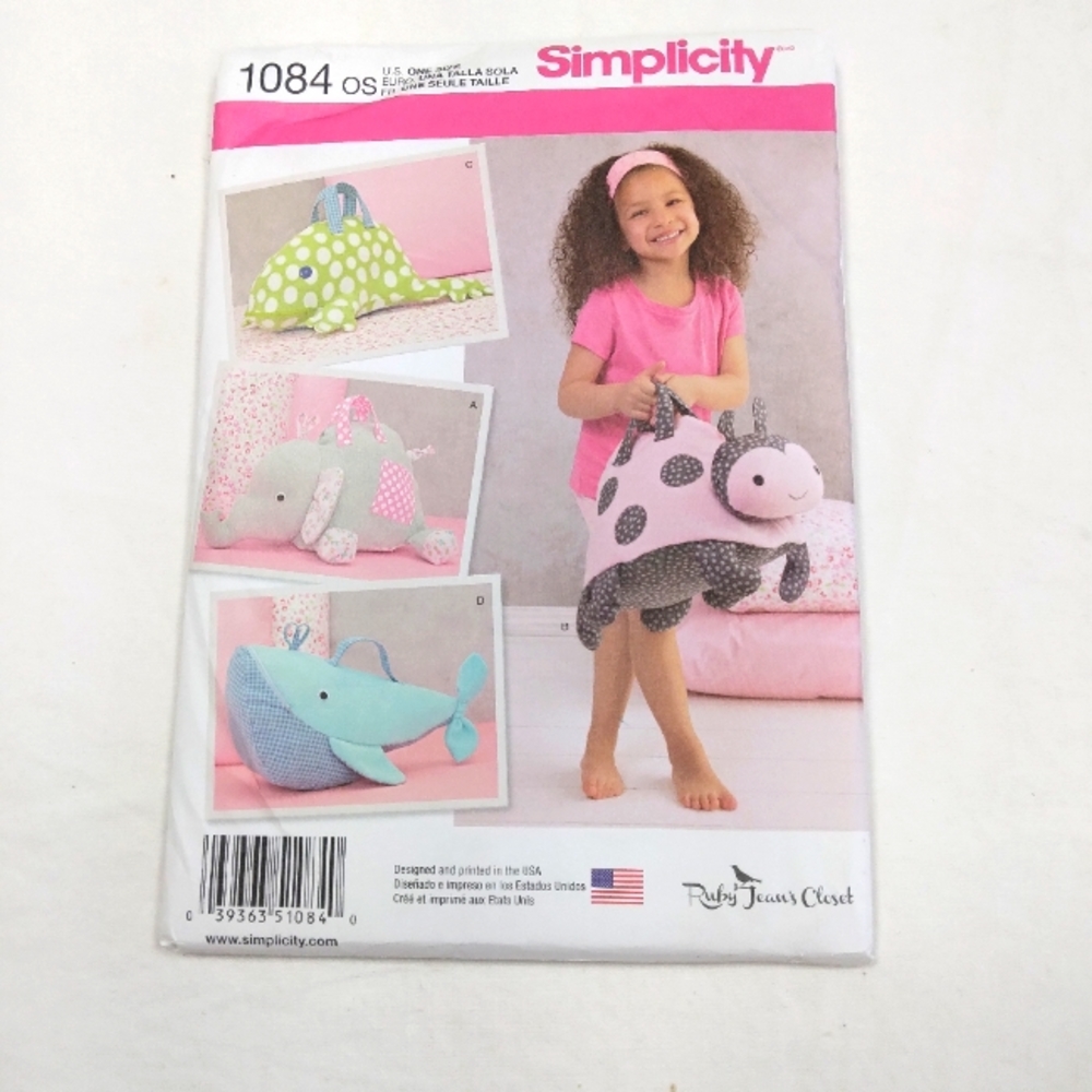 Simplicity 1084 Stuffed Animal Bags, w/zipper